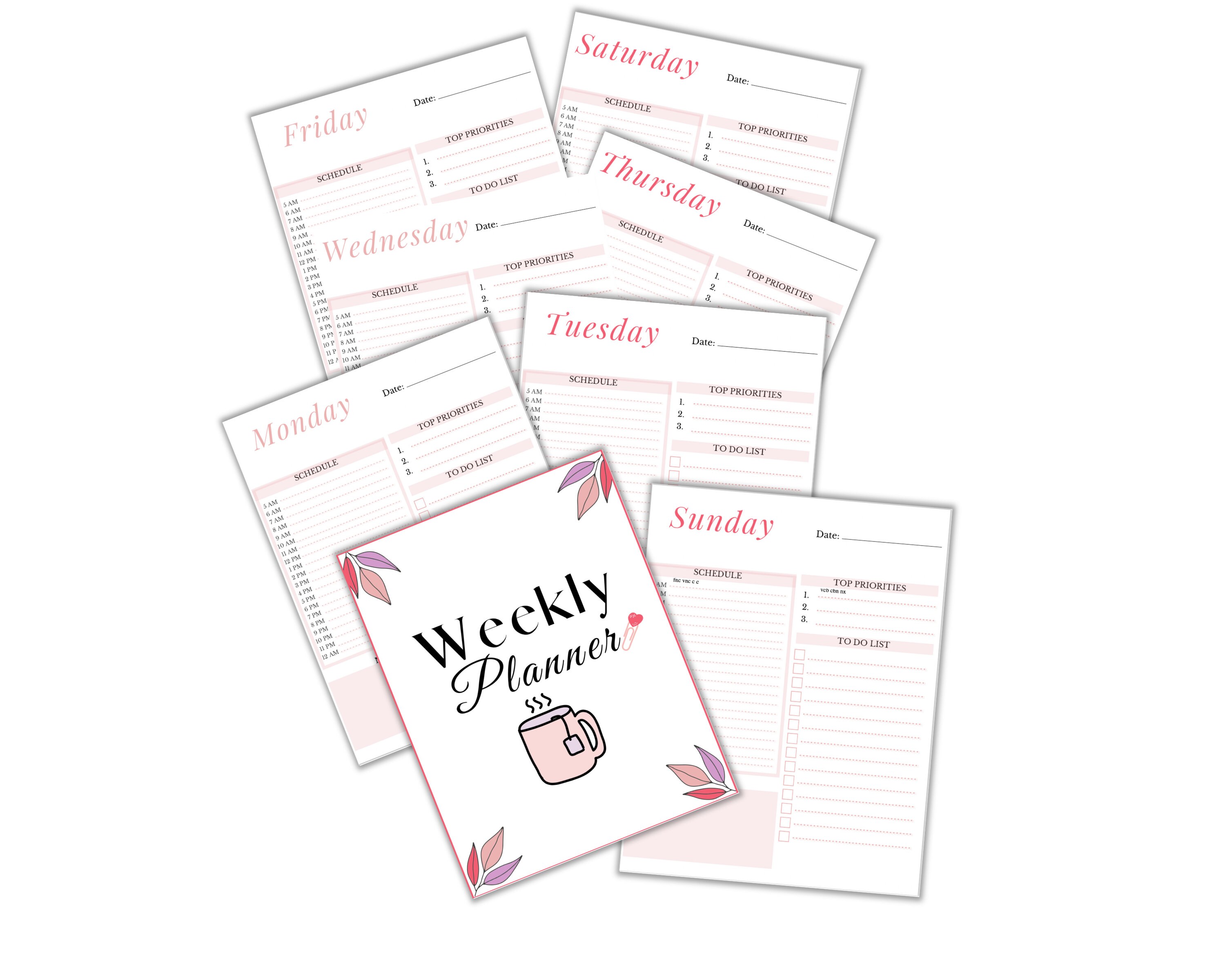 EDITABLE Weekly Planner Printable Hourly Planner Digital Etsy