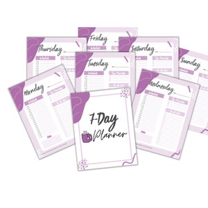 7 Day Planner Printable PDF Instant Download image 1