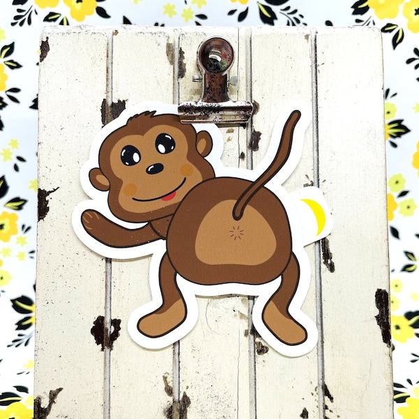Monkey Sticker, Monkey Butt, Monkey Party Favor, Monkey Lover Gift, Monkey Gift for Kids, Jungle Sticker, Funny Monkey, Cheeky Monkey