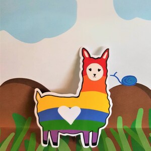 Arcobaleno Adesivo Alpaca, Adesivi Lama, Bomboniera, Regali Lama per Donna, Regali Alpaca, Kawaii Carino, Deco Sticker, Alpaca Art
