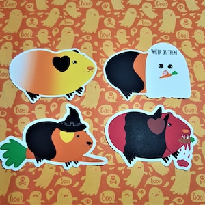 Cavia Sticker, Halloween Sticker, Kawaii Cute, Vampier, Ghost, Heks, Candy Corn, Klein Huisdier Dier Lover, Vakantie Sticker, Party Favor