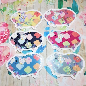 3D Cavia Sticker, 2x3 Vinyl Glitter, Laptop Decoratie, Leuke Dierenliefhebber Cadeau, Esthetische Sticker, Ongewone Verjaardagscadeau, Bloemen Cavy