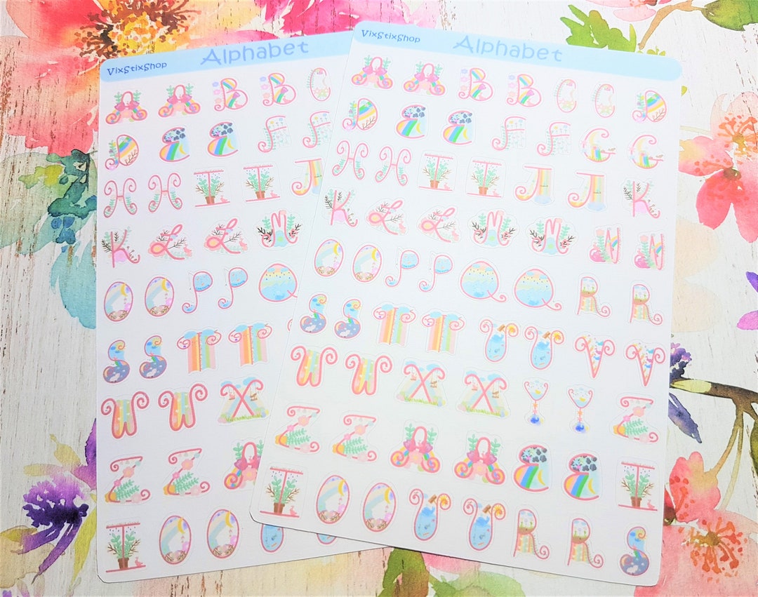 Sticker Sheet Letters, Alphabet Sticker Sheet With Pictures, Letter