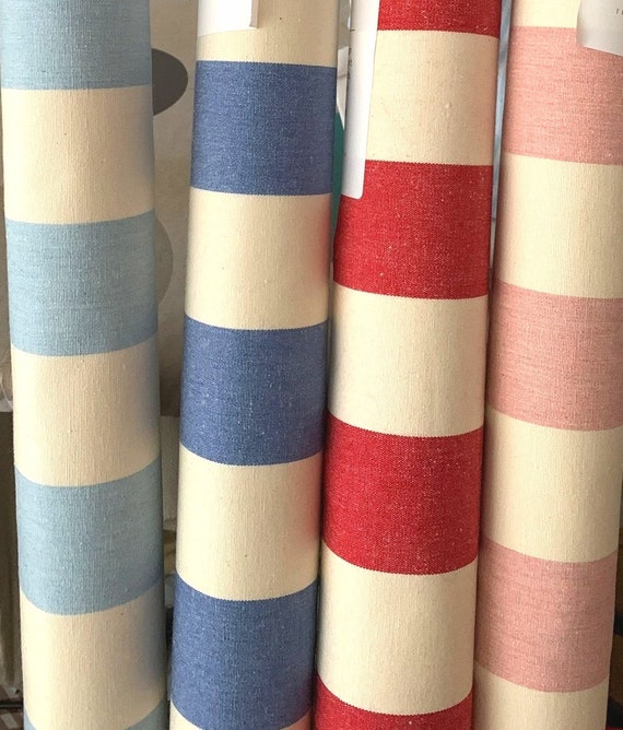 Bespoke made-to-measure flop over curtains in Ian Mankin Devon Stripe or fabric and finish of your choice blackout lined handfinished