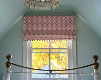 Bespoke Roman Blind: Handfinished with Custom Fabric & Trim