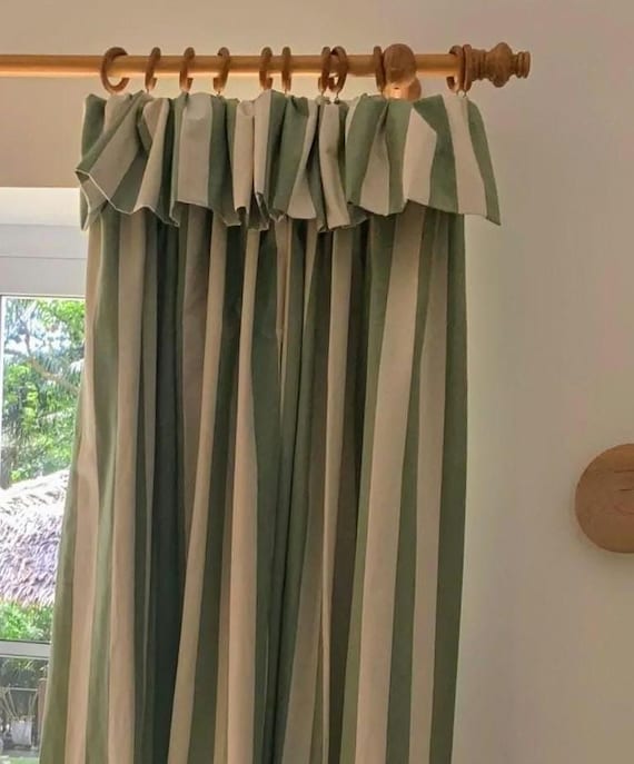 Bespoke made-to-measure flop over curtains in Ian Mankin Devon Stripe or fabric and finish of your choice blackout lined handfinished