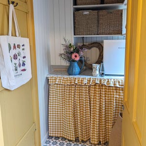 Custom Cupboard Curtain: Gingham, Linen, or Stripe Fabric