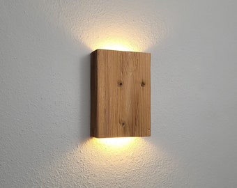 Wandlampe Altholz dunkel | gehackt | gebürstet | dimmbar | LED G9 | rustikal |nachhaltig | handgemacht | up down Wandleuchte innen