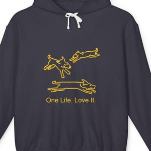 Fun Sweatshirt Cartoon Dog Lightweight Hoodie, Positive Vibes Animal Lovers Gift Camping Hiking Adventure Outdoor Comfort Apparel for All