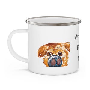 Taza de camping con diseño original de Golden Retriever, pintada a mano. Vaso de acero inoxidable, regalo divertido para amantes de los perros, excursionistas y nómadas.