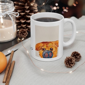 MUG Hand Drawn Dog Ceramic Mug, Cartoon Dog Illustration Cup, Golden Retreiver Owners, Unique Drinkware, Nomadic Animal Lover Mug