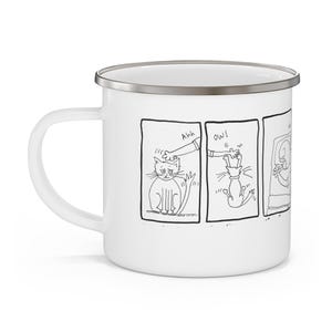 MUG Enamel Gift for Fathers Day, the Adventurer Cat Lover Camping Tumbler Funny Drinkware for the Camper Hiker Tea Drinker and Coffee Mug