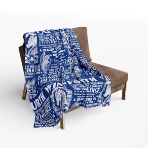 Arctic Fleece Blanket - The Fourth Wing - Tairn Dragon Book Quotes - Xaden - Violet - Blue & White - Throw Blanket