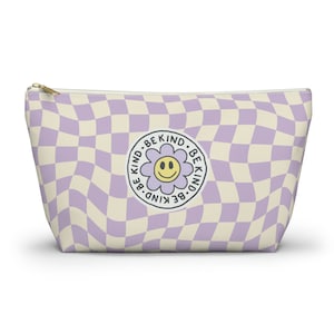 Make Up Bag - Toiletry Bag - Luggage Bag - Travel Accessory Pouch w T-bottom - Essential Oil Bag - Be Kind - Smiley Face Flowers