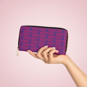Nysync Pink Logo Pattern - Carteira com zíper - Carteira feminina - Clutch - Boy Band dos anos 90
