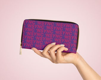 Nysync Pink Logo Pattern - Zipper Wallet - Woman&#39;s  Wallet - Clutch - 90s Boy Band