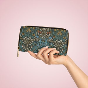 Cartera con cremallera - Patrón William Morris - Embrague - Monedero - titular de la tarjeta de crédito - patrón vintage - regalos para ella - Artista famoso