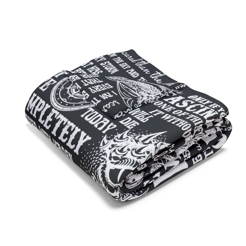 Arctic Fleece Blanket - The Fourth Wing - Tairn Dragon Book Quotes - Xaden - Violet - Black & White - Throw Blanket image 3
