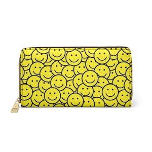 Zipper Geldbörse - Clutch - Geldbörse - Gelbe Smiley-Gesichter - Y2k Style