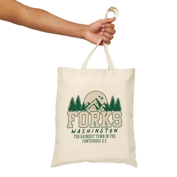 Forks Washington - Twilight - Cotton Canvas Tote Bag - Edward Cullen - Bella Swan - Eco Friendly Shopping Bag