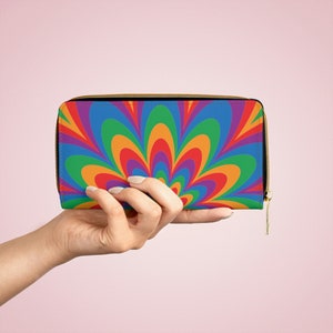 Rainbow Starburst - Zipper Wallet - Woman&#39;s  Wallet - Clutch - Credit Card Holder