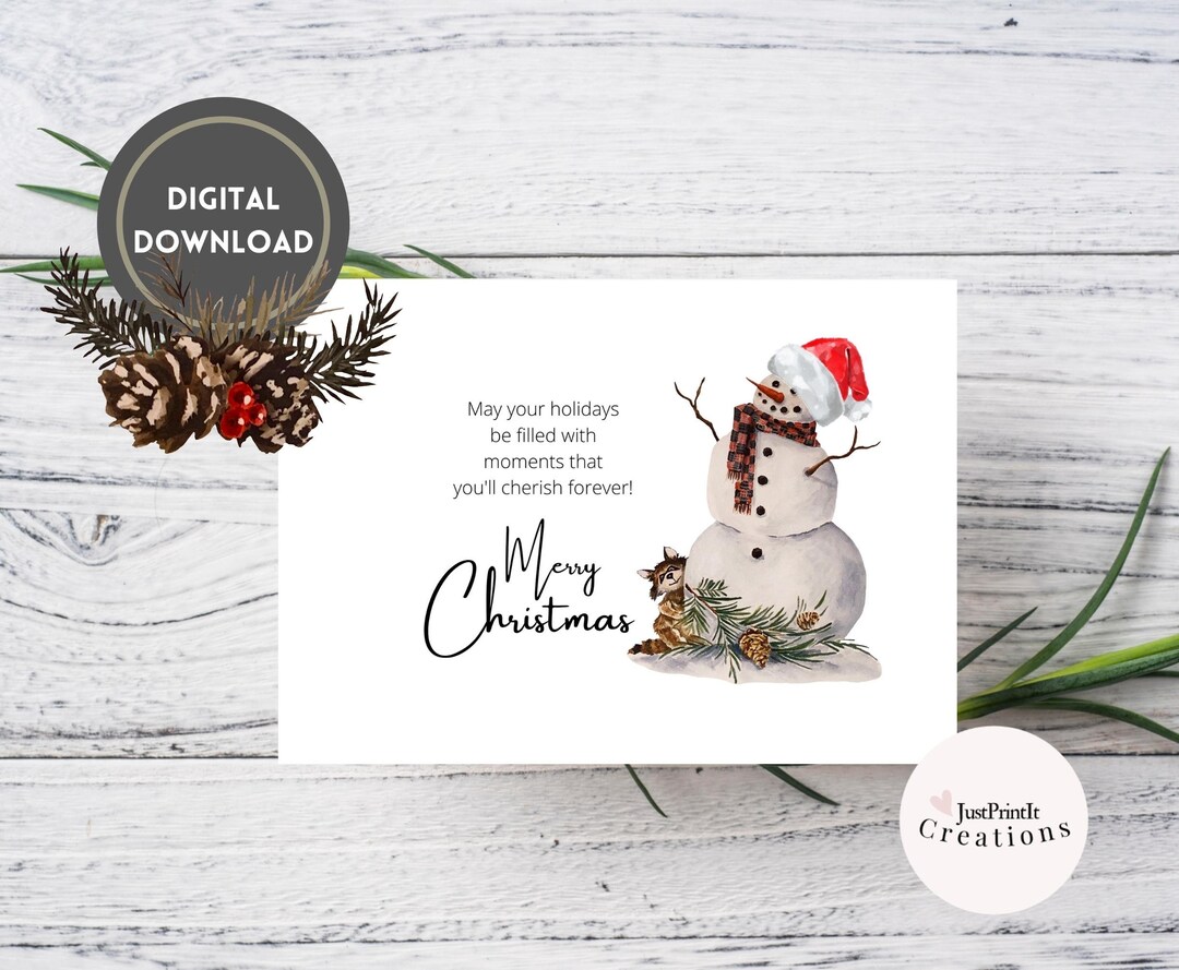 Printable Christmas Card Instant Download 7x5 Inch Cards for - Etsy