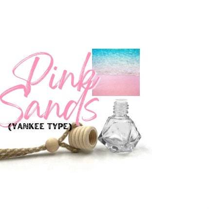 Car Freshener/diffuser Pink Sands yankee Type Hanging Wood and Glass Jar  Scented Freshie Aroma Diffuser 