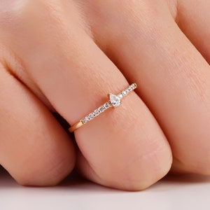 Pear Diamond Ring,Dainty Diamond Ring, Unique Diamond Stackable Ring, Diamond Wedding Band, Dainty Diamond Ring, Real Diamond Ring, Gift her