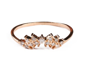 Crown Gold Ring, Diamond Ring, Dainty Diamond Ring, Crown Stacking Ring, Gold Ring, 14k Gold Ring, Delicate Ring, Bridesmaid