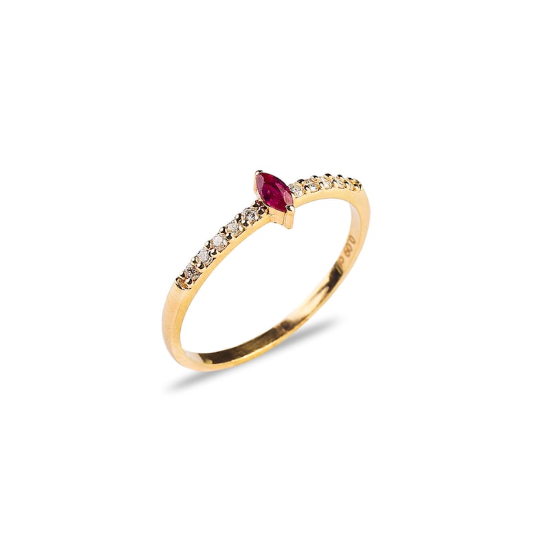 Marquise Ruby Daimond Ring Gold Ring Dainty Diamond Ring Delicate Ring, Ruby Diamond Ring 14k Gold Ring Stacking Ring Gold ring