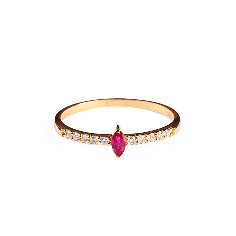 Marquise Ruby Daimond Ring Gold Ring Dainty Diamond Ring Delicate Ring, Ruby Diamond Ring 14k Gold Ring Stacking Ring Gold ring