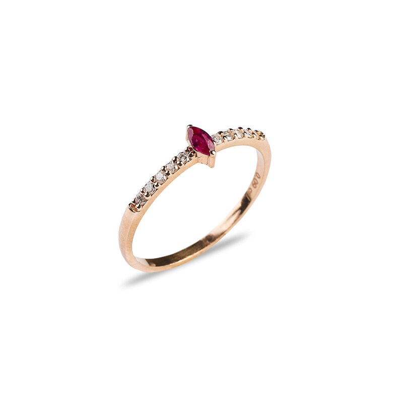 Marquise Ruby Daimond Ring Gold Ring Dainty Diamond Ring Delicate Ring, Ruby Diamond Ring 14k Gold Ring Stacking Ring Gold ring