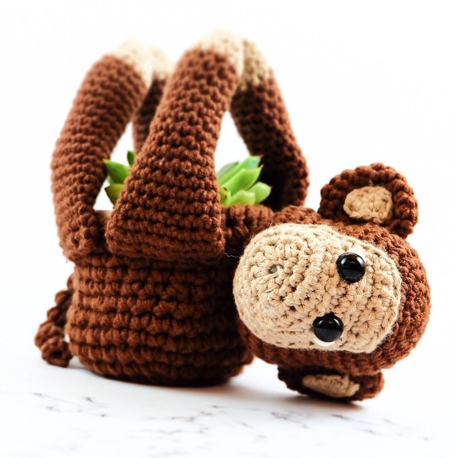 Crochet Pattern Monkey Plant Hanger Mini Succulent Planter Etsy