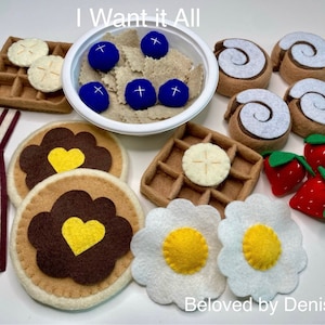 Felt Breakfast, Felt Waffles, Felt Pancakes, Felt Eggs, Play Food, Play Kitchen, Pretend Play, Felt Food, Pretend Play, Playroom Toys, Gift