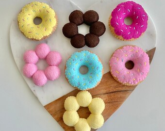 Felt Donuts, Felt Mochi Donuts, Felt Dessert, Felt Food, Play Food, Pretend Food, Pretend Play, Play Kitchen, Pretend Play Toys, Play Store