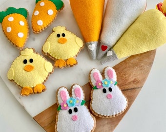 Felt Easter Cookies, Felt Food, Felt Cookies, Easter, Easter Food, Felt Dessert, Easter Basket, Play Food, Pretend Play, Play Kitchen