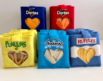 Felt Chip Snack Bags, Pretend Play Felt Food