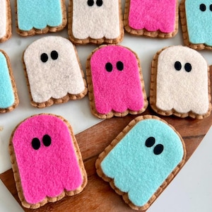 3 Felt Sugar Ghost Cookies, Pretend Play Felt Food