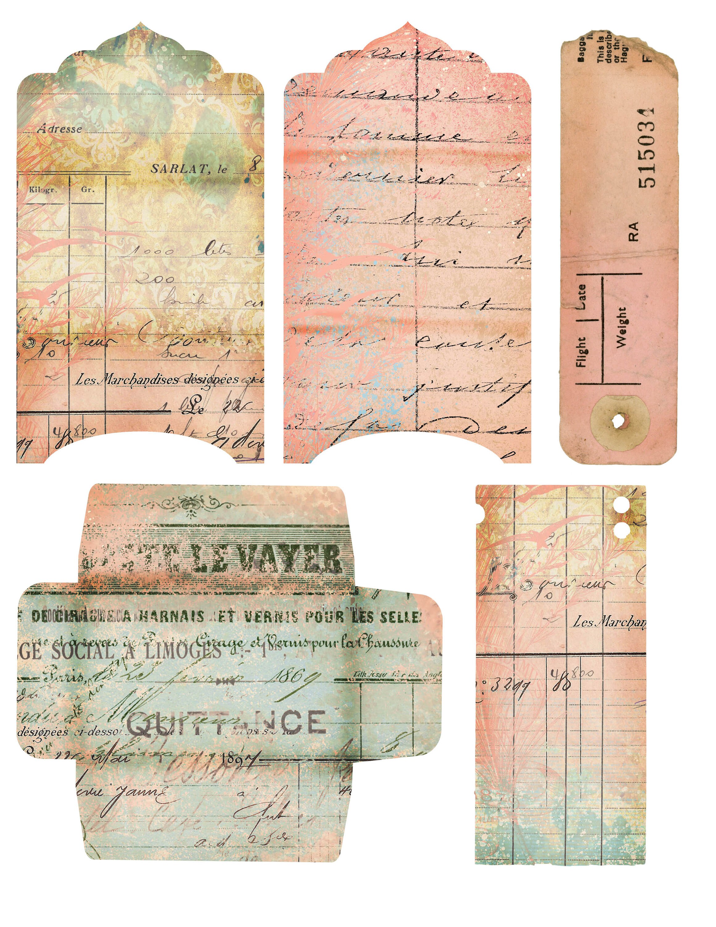 Vintage Junk Journal Shabby Ephemera Kit, Digital Download, Shabby ...