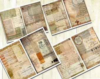 Grunge Printable Collage Papers, Vintage Ephemera (Digital Download)