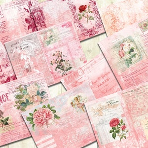 Pink Valentine Junk Journal Kit, Printable Papers, Digital Download, Journal Pages, Scrapbook Papers, Background Papers.