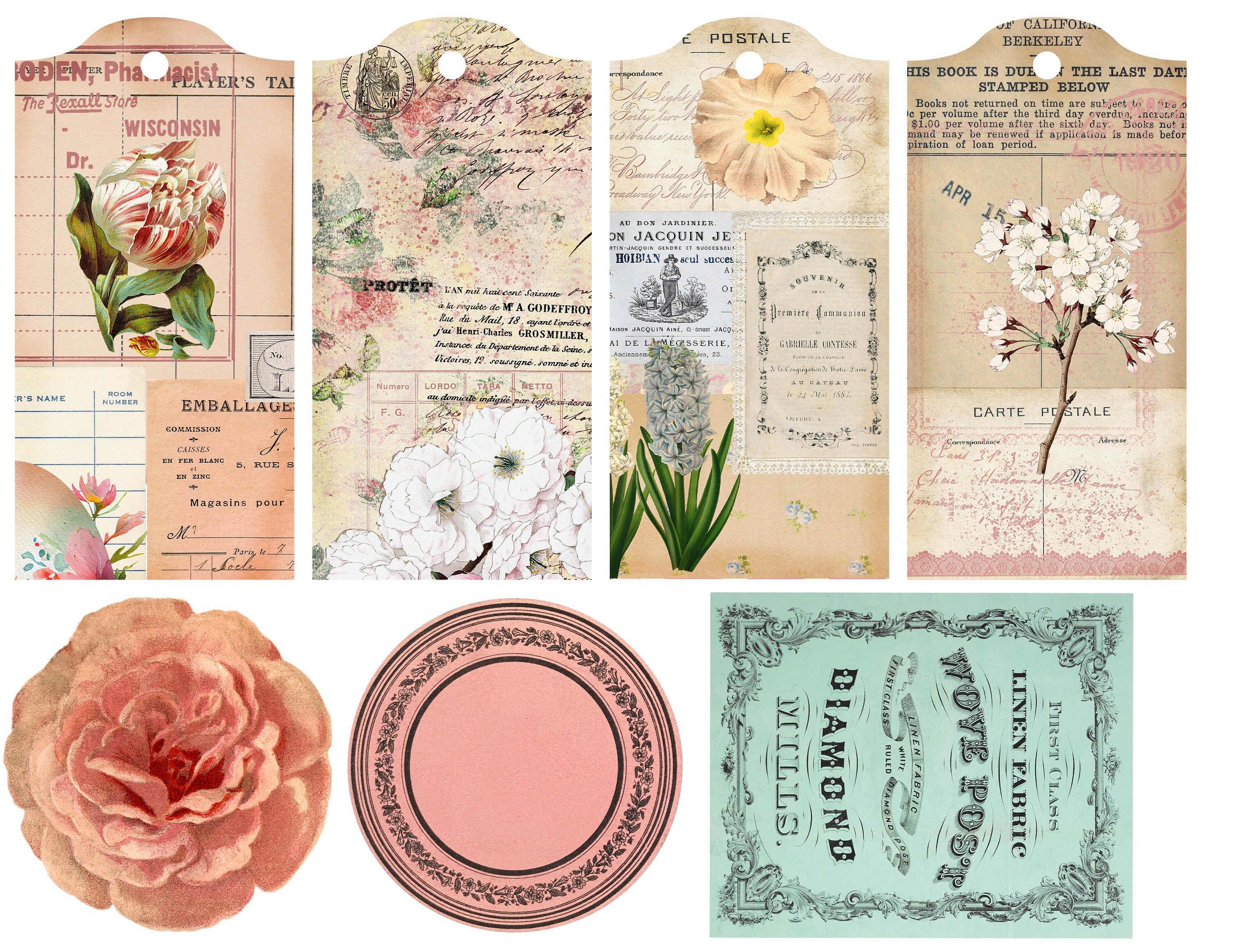 Spring Blossom Junk Journal Kit, Printable Tags and Labels, Easter ...
