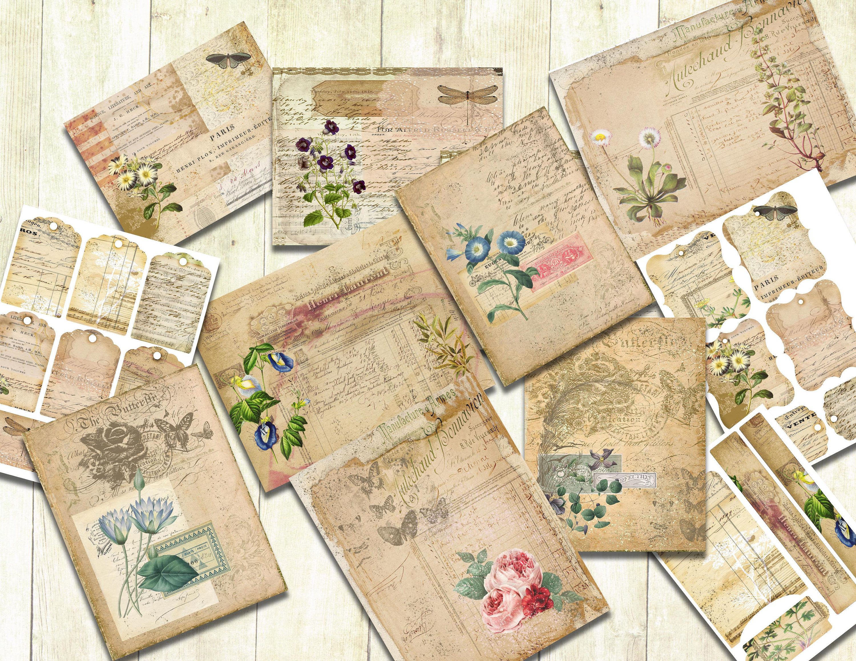 Digital Download Spring Junk Journal Kit, Vintage Ephemera Printable ...