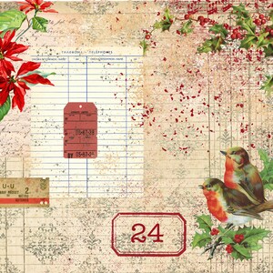 Vintage Shabby Christmas Collage papers, Vintage Christmas Junk Journal Papers, Digital Download, Christmas Scrapbook Printable papers. image 6