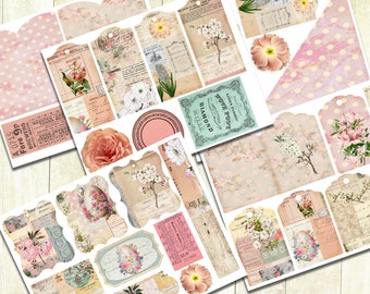 Spring Blossom Junk Journal Kit, Printable Tags and Labels, Easter Journal Kit, Spring Journal Printables.