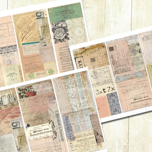 Schede diario stampabili, Ephemera Collage Cards, Vintage, Junk Journal, Download digitale, Shabby Ephemera Journaling Cards, Printables.