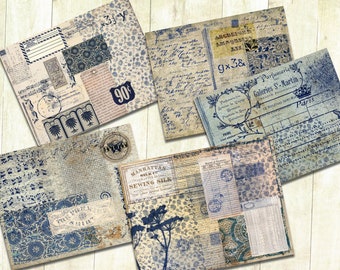 Junk Journal Collage Papers, Grunge Journal Papers, Digital Download.
