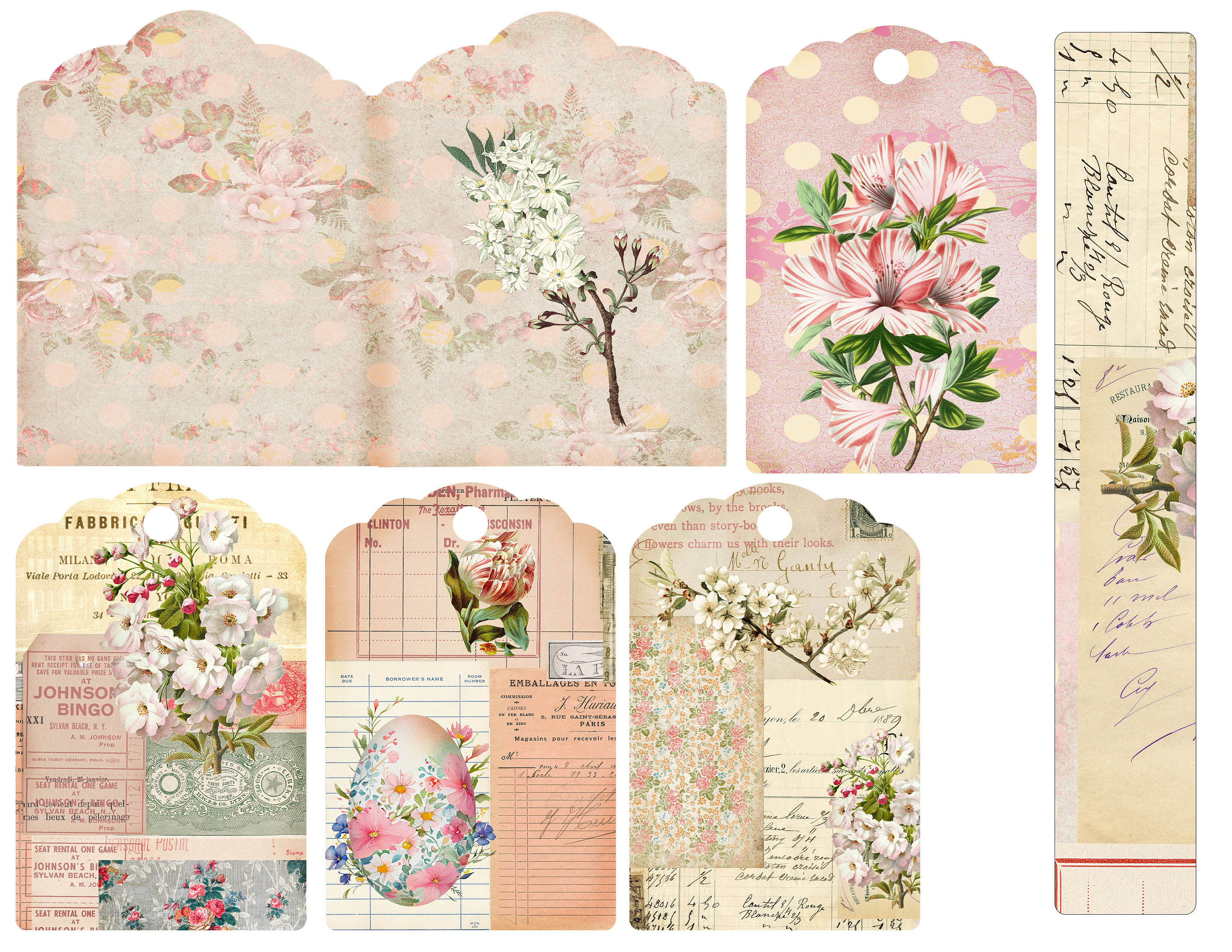 Spring Blossom Junk Journal Kit, Printable Tags and Labels, Easter ...