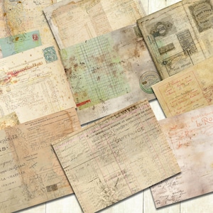 Vintage Shabby Papers, Digital Download, Old Junk Journal Papers.