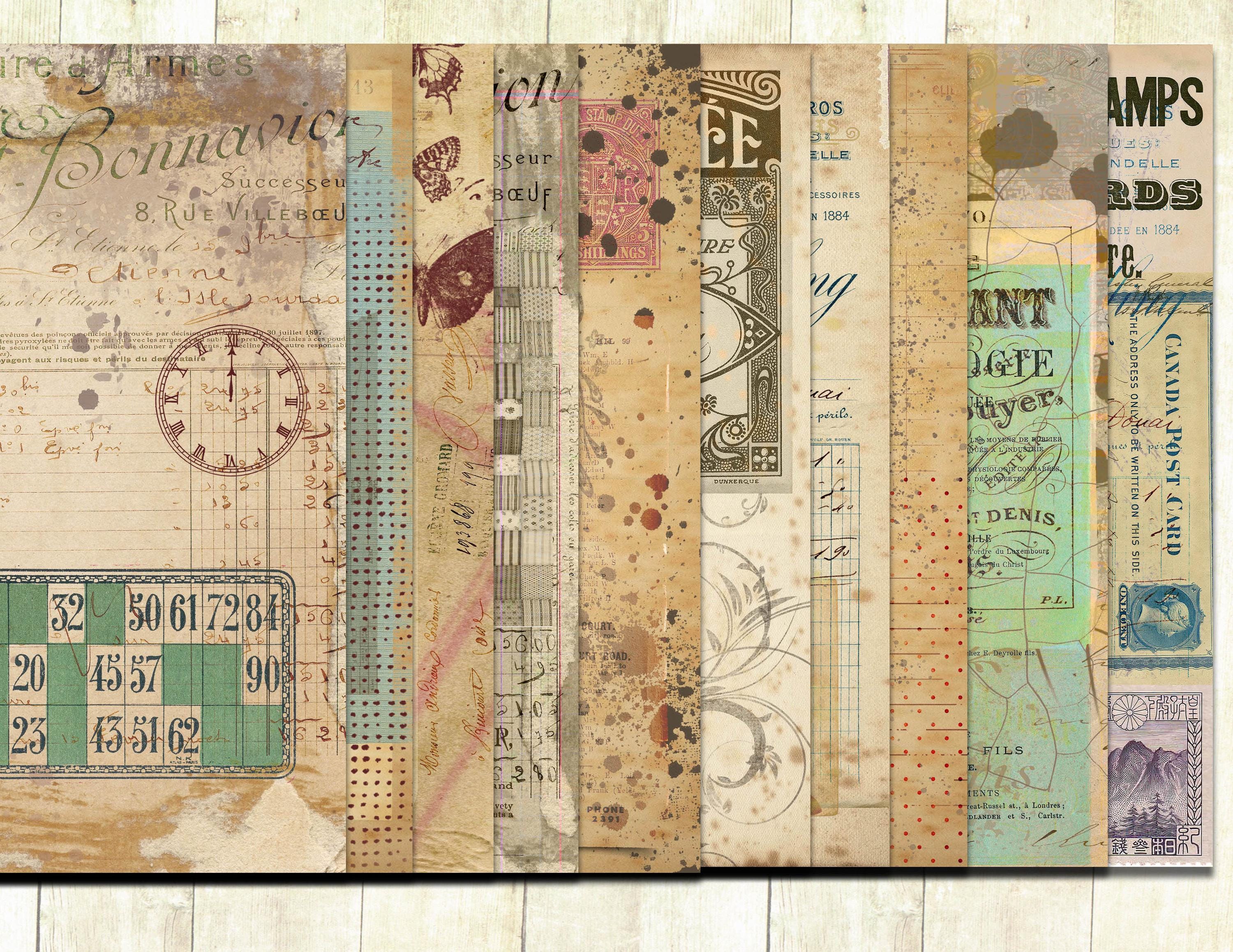 Antique Style Vintage Junk Journal Paper Set, Digital Download. - Etsy
